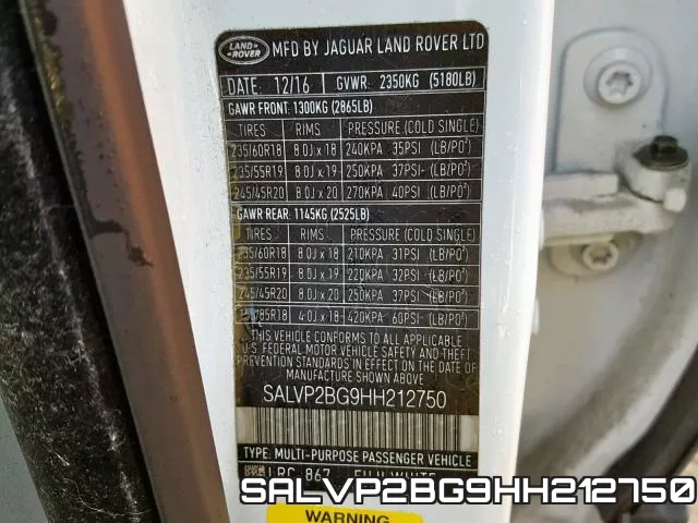SALVP2BG9HH212750 фото 2