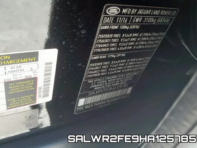 SALWR2FE9HA125785 фото 2