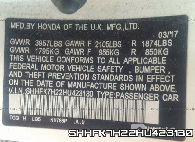 SHHFK7H22HU423130 фото 10