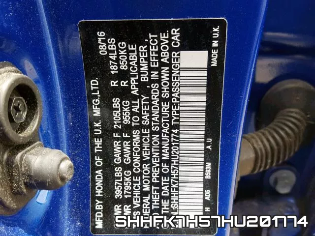 SHHFK7H57HU201774 фото 2