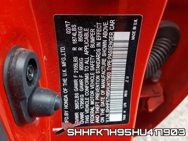 SHHFK7H95HU417903 фото 2