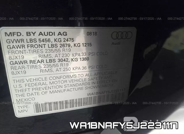 WA1BNAFY5J2231117 фото 10