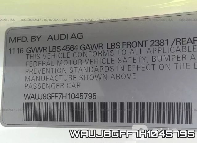WAUJ8GFF7H1045795 фото 10