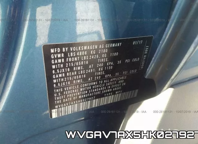WVGAV7AX5HK027927 фото 10