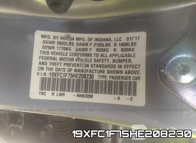 19XFC1F75HE208230 фото 10
