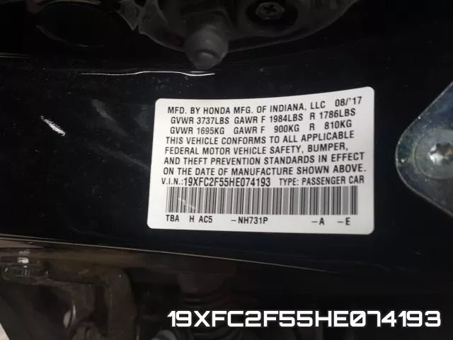 19XFC2F55HE074193 фото 2