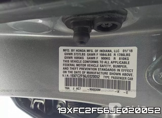 19XFC2F56JE020052 фото 10
