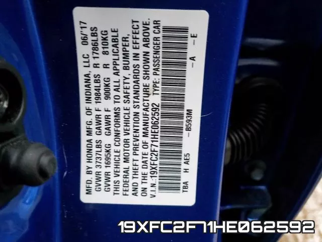 19XFC2F71HE062592 фото 2