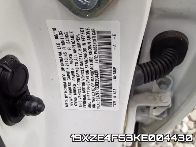 19XZE4F53KE004430 фото 2