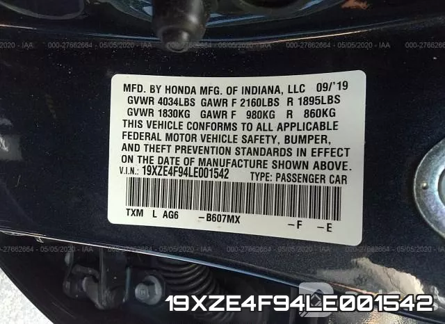 19XZE4F94LE001542 фото 10