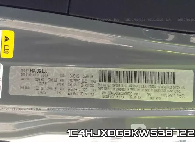 1C4HJXDG8KW538722 фото 10
