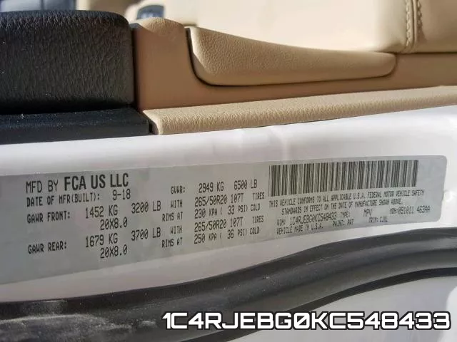 1C4RJEBG0KC548433 фото 2