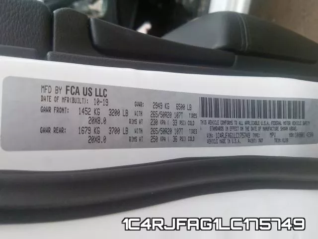 1C4RJFAG1LC175749 фото 2