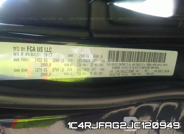 1C4RJFAG2JC120949 фото 10
