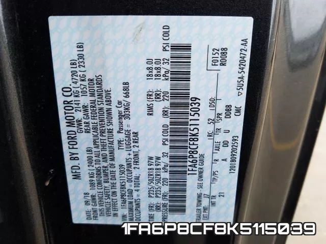 1FA6P8CF8K5115039 фото 2
