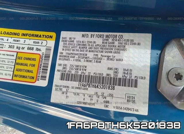1FA6P8TH6K5201838 фото 10