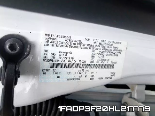 1FADP3F20HL217779 фото 2