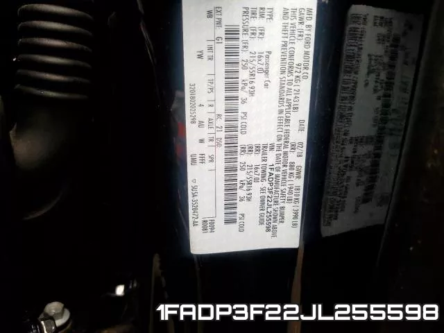 1FADP3F22JL255598 фото 2