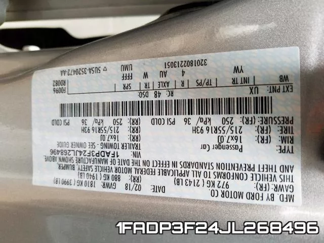 1FADP3F24JL268496 фото 2