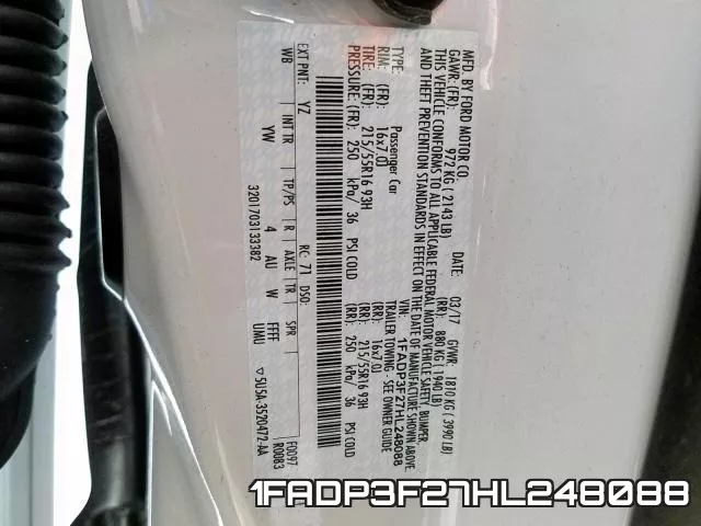 1FADP3F27HL248088 фото 2