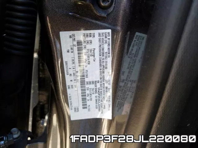 1FADP3F28JL220080 фото 2