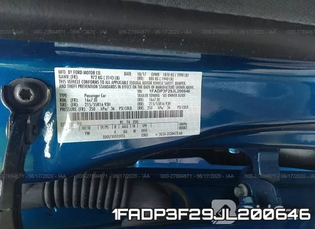 1FADP3F29JL200646 фото 10
