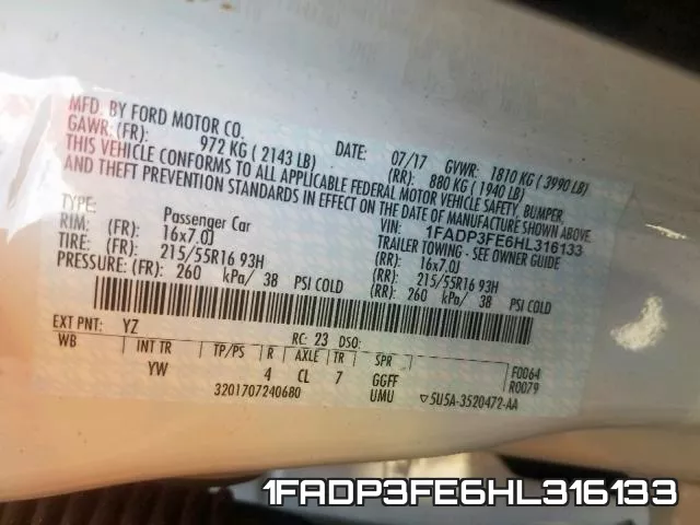 1FADP3FE6HL316133 фото 2