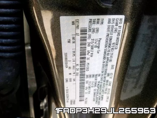 1FADP3H29JL265963 фото 2