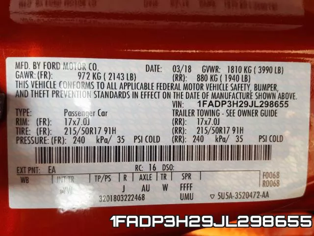 1FADP3H29JL298655 фото 2