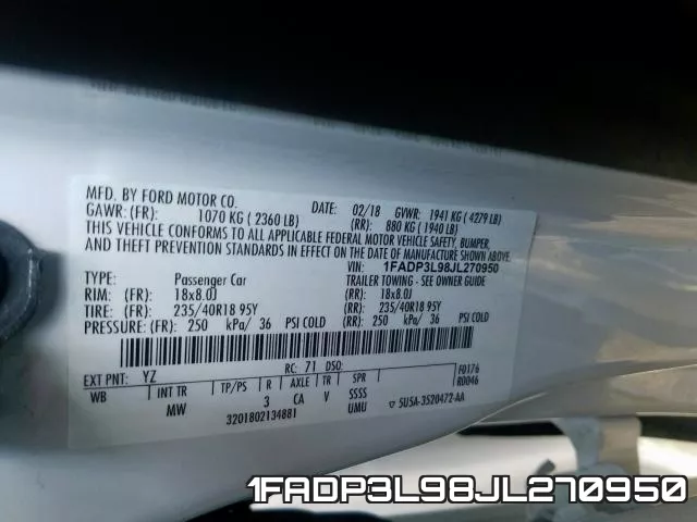1FADP3L98JL270950 фото 2