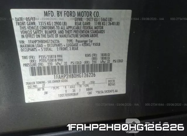 1FAHP2H80HG126226 фото 10