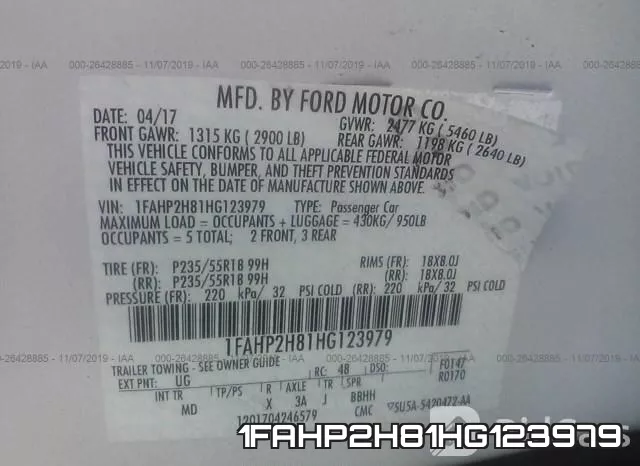 1FAHP2H81HG123979 фото 10