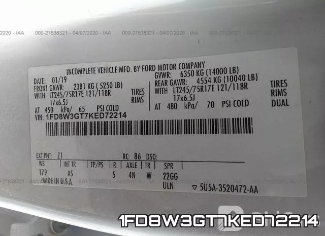 1FD8W3GT7KED72214 фото 10