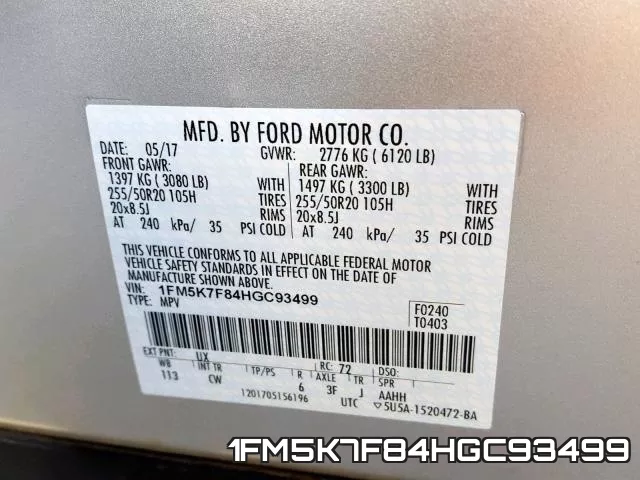 1FM5K7F84HGC93499 фото 2