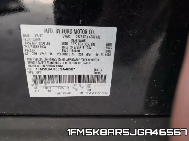 1FM5K8AR5JGA46567 фото 2