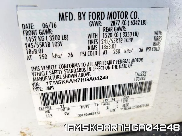 1FM5K8AR7HGA04248 фото 2