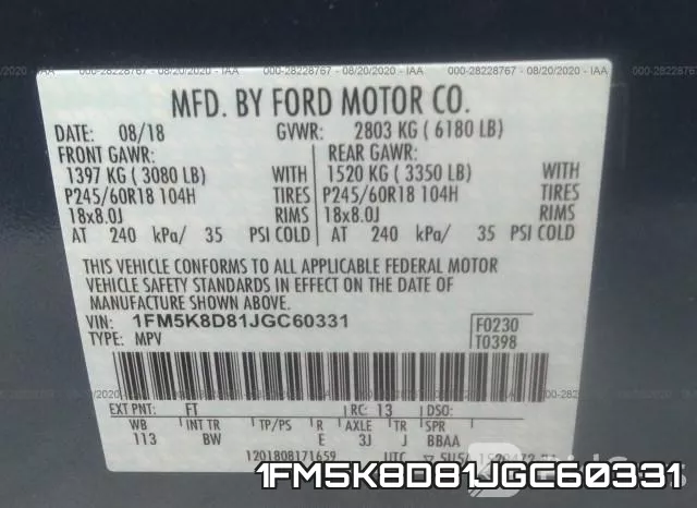 1FM5K8D81JGC60331 фото 10
