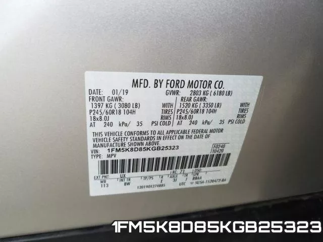 1FM5K8D85KGB25323 фото 2