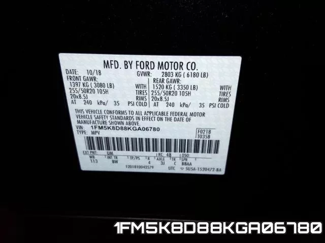 1FM5K8D88KGA06780 фото 2