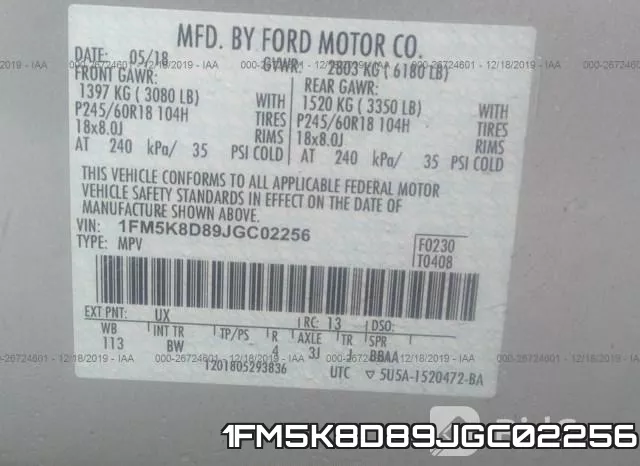 1FM5K8D89JGC02256 фото 10
