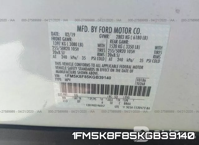 1FM5K8F85KGB39140 фото 10