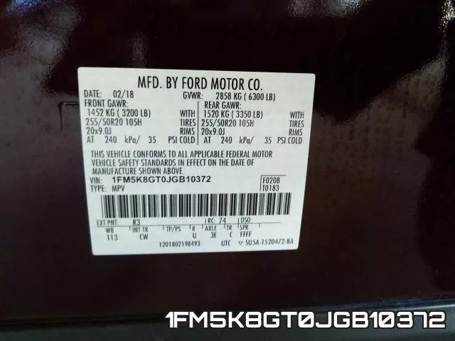 1FM5K8GT0JGB10372 фото 2