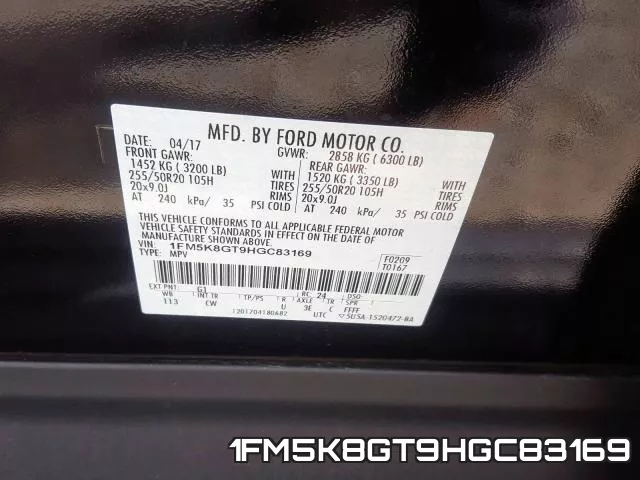 1FM5K8GT9HGC83169 фото 2