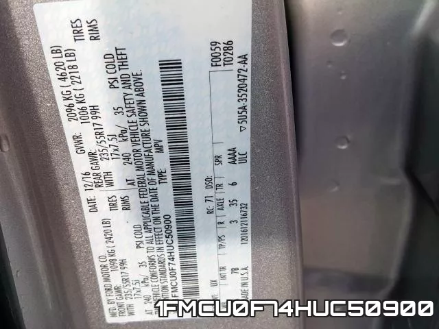 1FMCU0F74HUC50900 фото 2