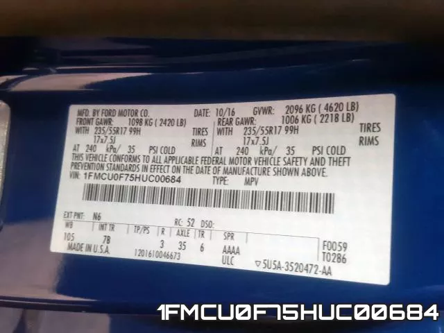 1FMCU0F75HUC00684 фото 2