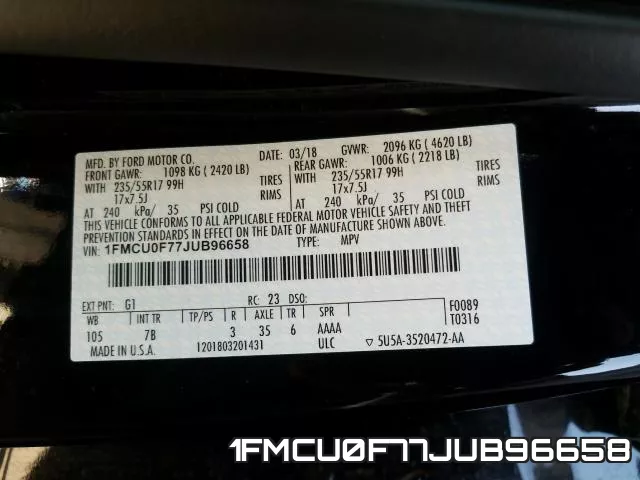 1FMCU0F77JUB96658 фото 2