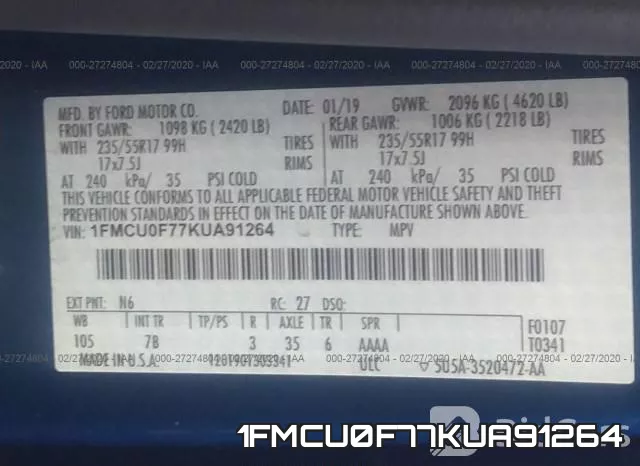 1FMCU0F77KUA91264 фото 10