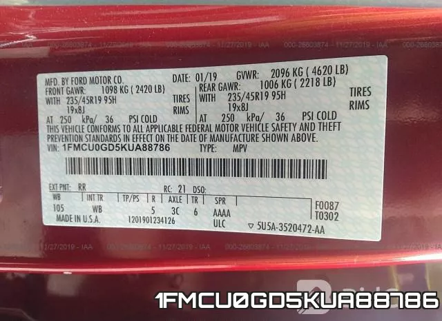 1FMCU0GD5KUA88786 фото 10