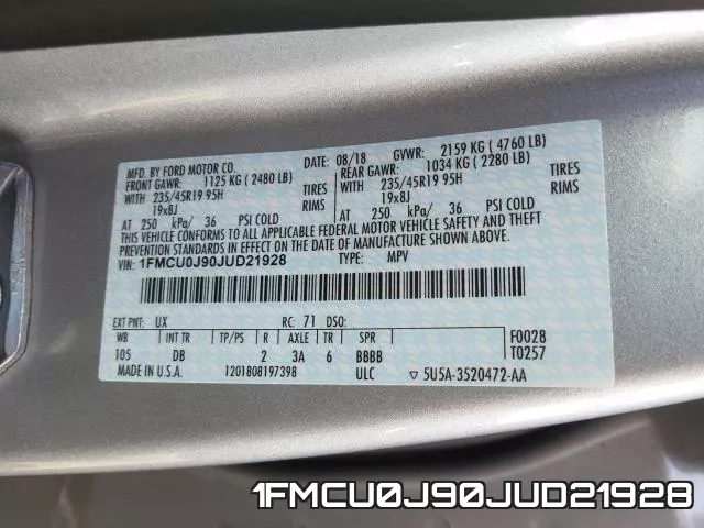 1FMCU0J90JUD21928 фото 2
