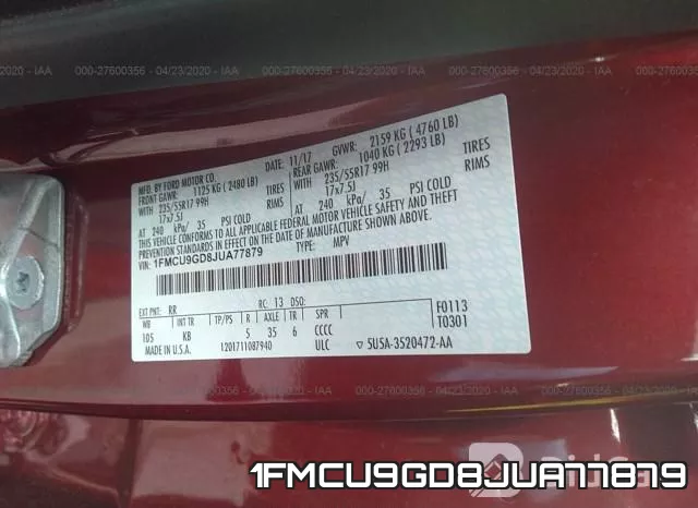 1FMCU9GD8JUA77879 фото 10